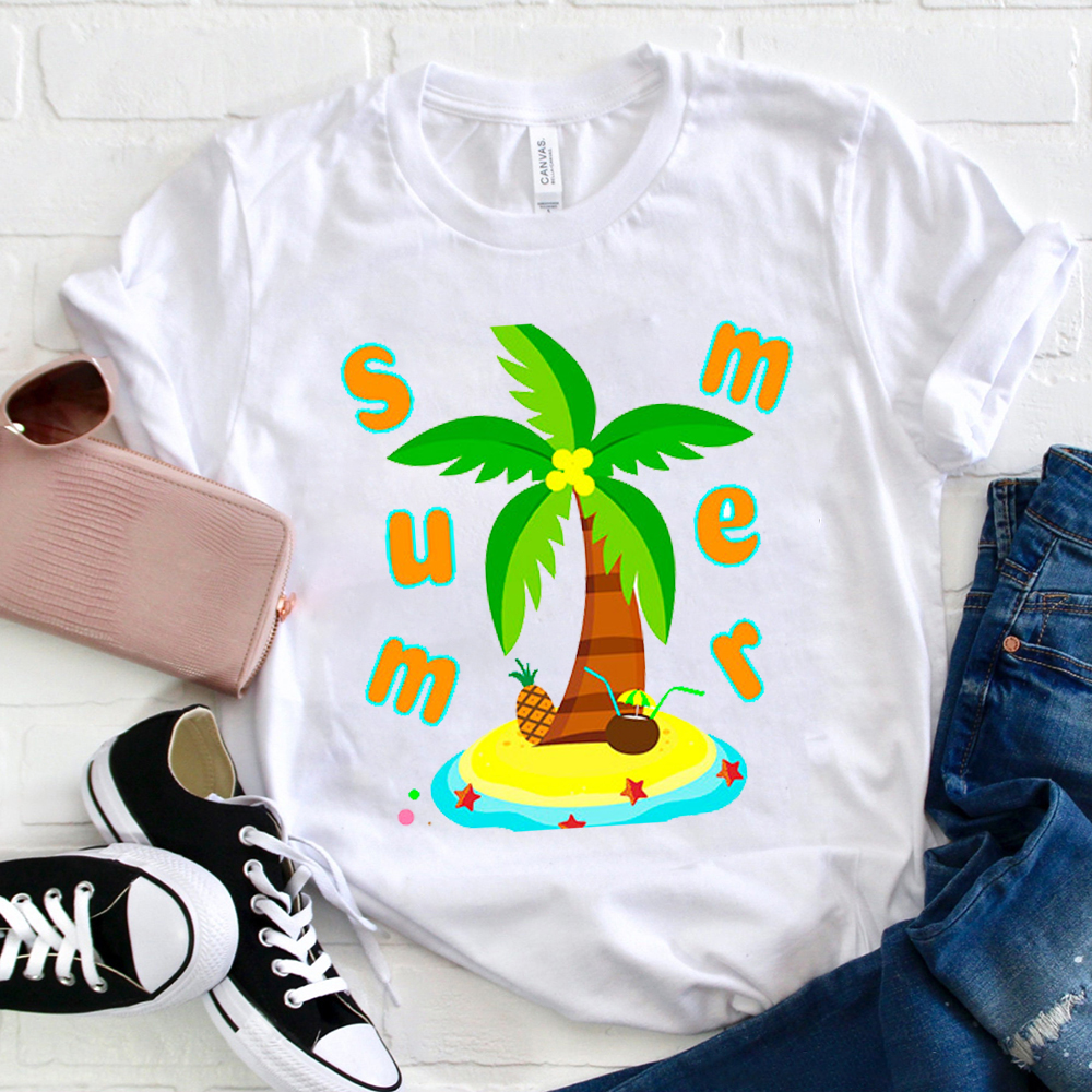 Summer Letter Cocnut Tree T-Shirt