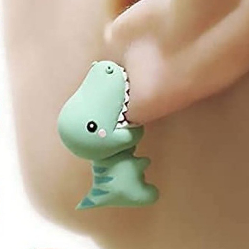Cute Green Dinosaurs  Metal Earrings
