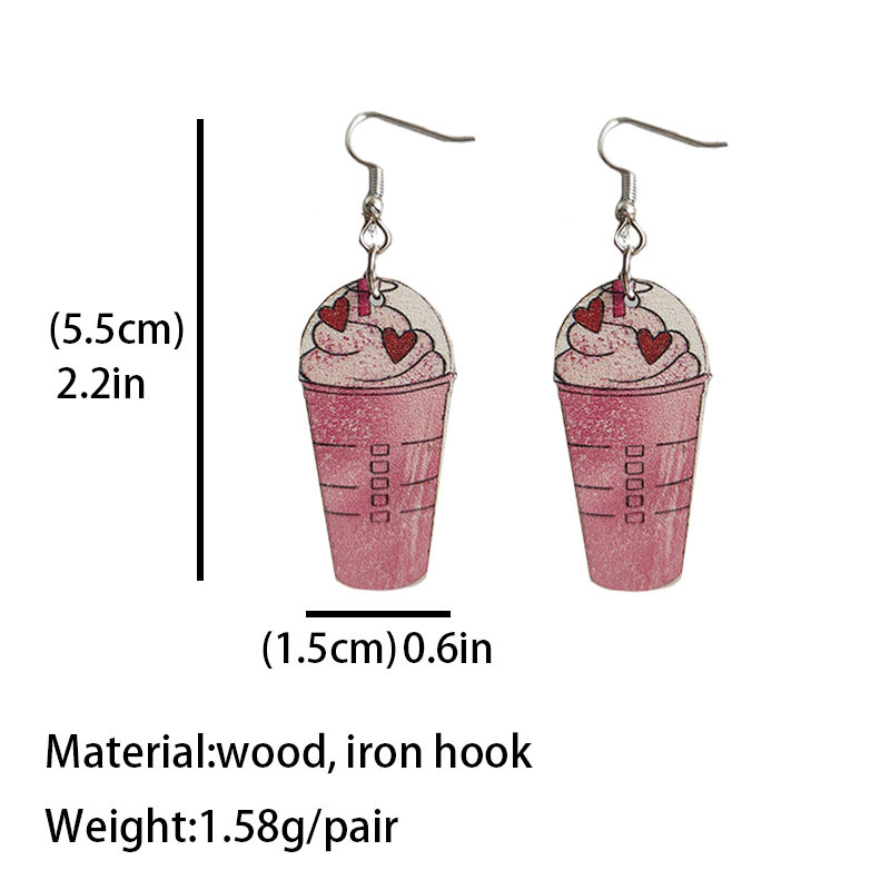 Coffee Heart Wooden Earrings