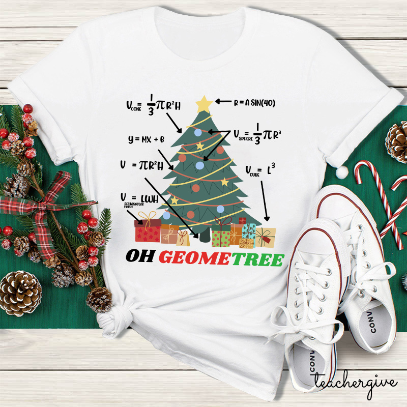 Oh Geometree Christmas Teacher T-Shirt