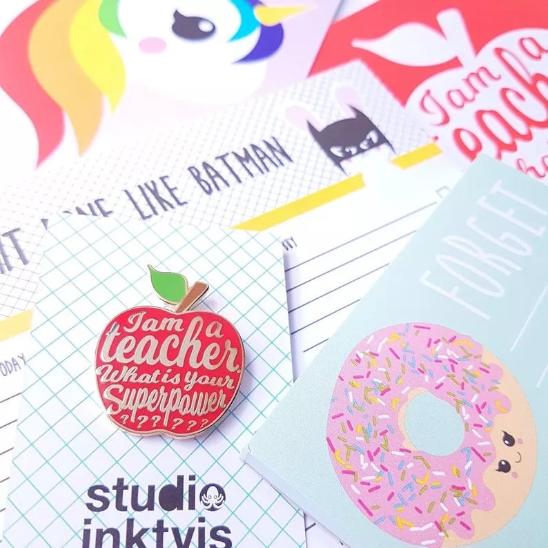 4 Pcs Teacher Enamel Pin Gift Idea