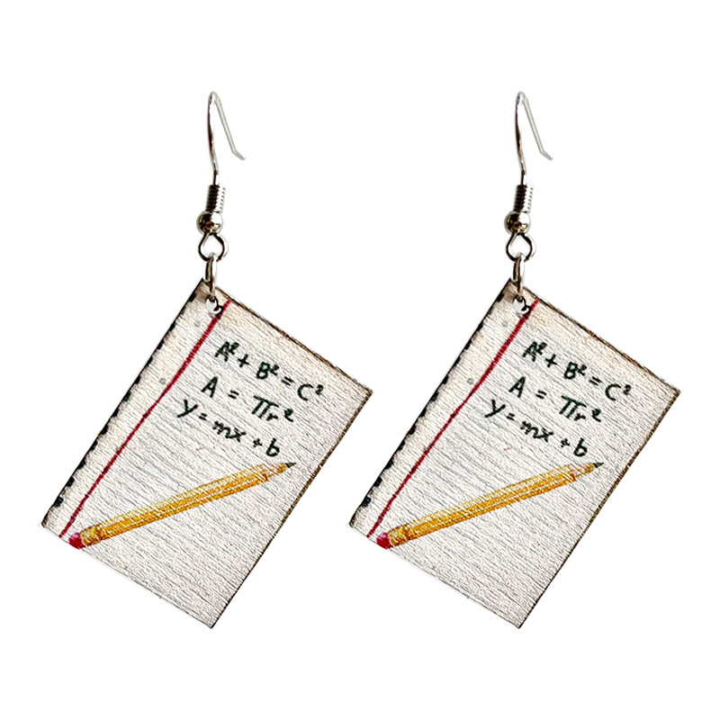 Wooden Math Book Earrings