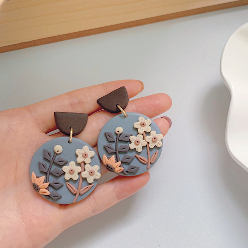 Grau Geometrisch Bunt Ton Ohrringe