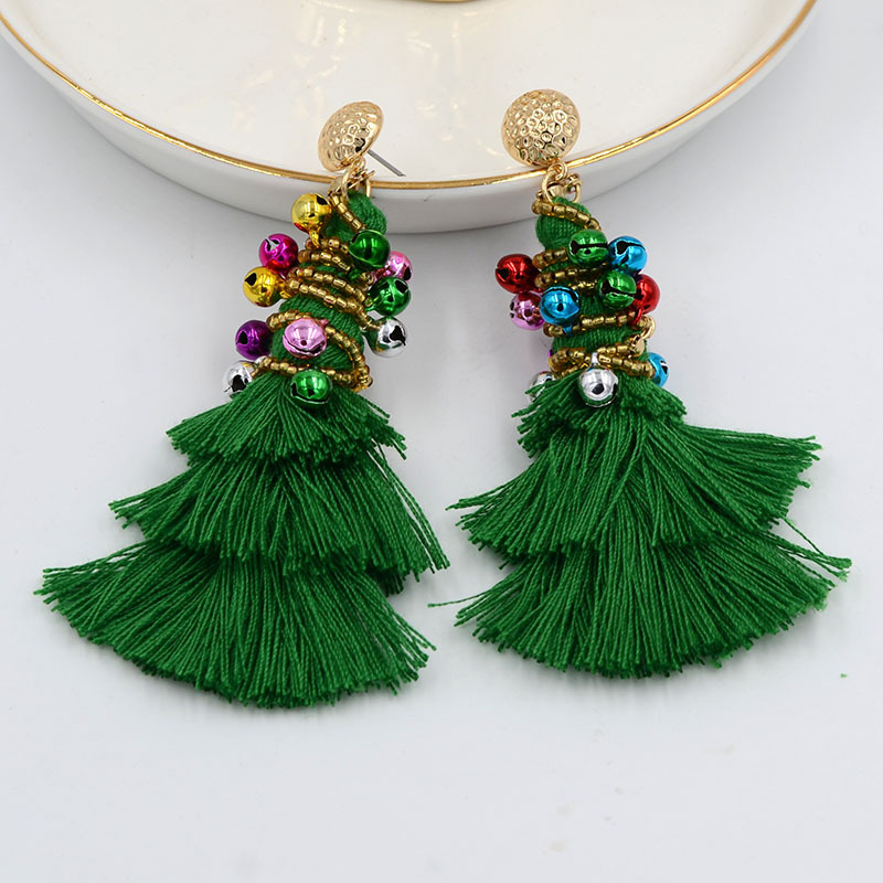 Hand-made Christmas Tree Teacher Beaded Earrings