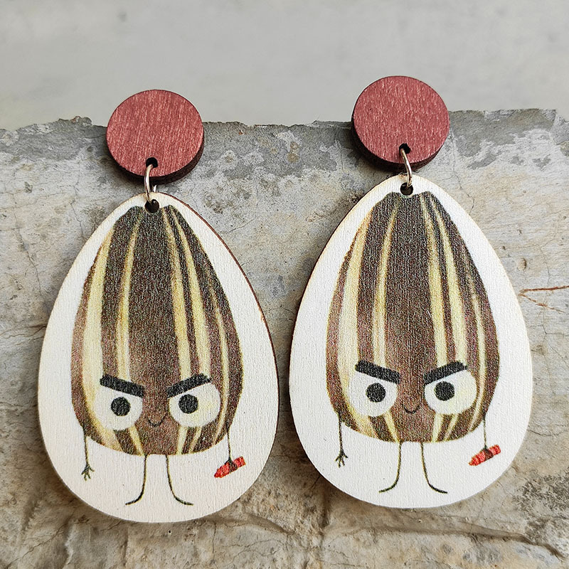 Cute Melon Seeds Wooden Earrings