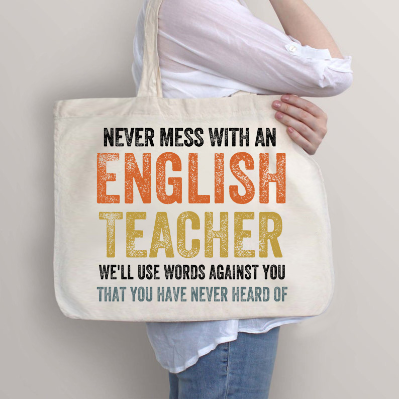 Legen Sie sich niemals mit einer Tragetasche mit Reißverschluss für Englischlehrer an Tasche