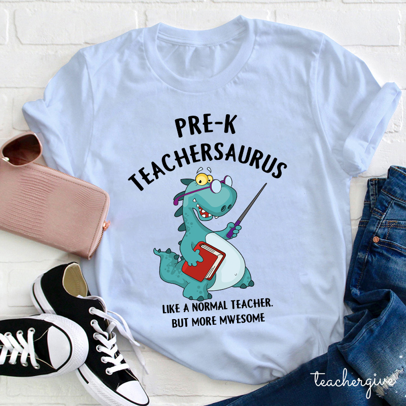 Personalized Grade Awesome Teachersaurus Teacher T-Shirt