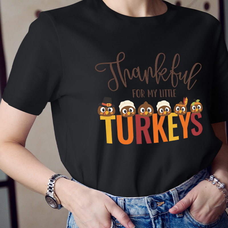 Personalized Thankful For My Little Turkeys Teacher T-Shirt