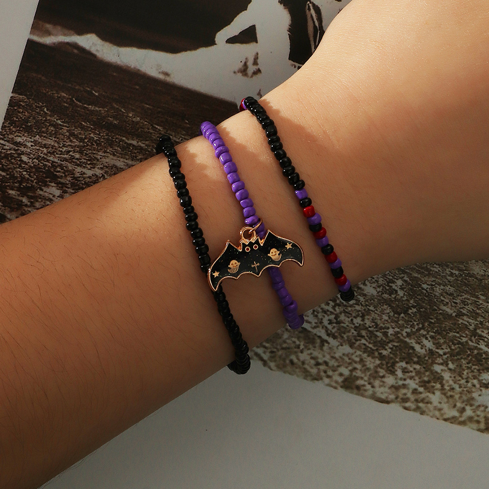 Purple Bat Beaded  Bracelet