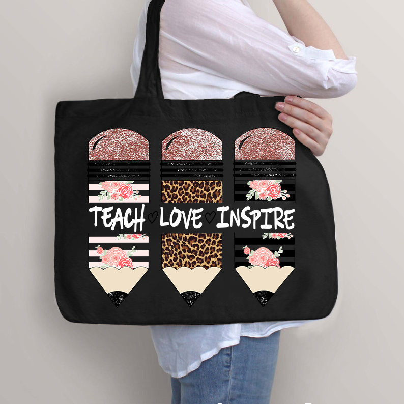 Lehren Lieben Inspirieren Lehrer Tragetasche mit Reißverschluss