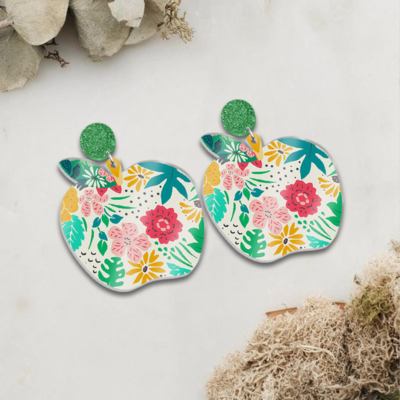 Green Apple  Acrylic Earrings
