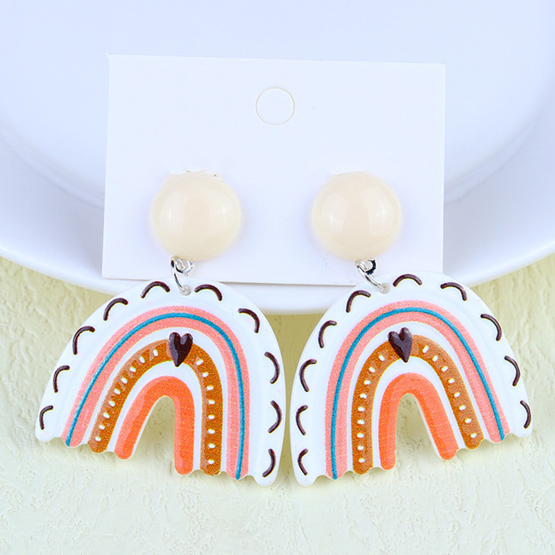 Pink Cartoon Rainbow Clash Fashion Earrings