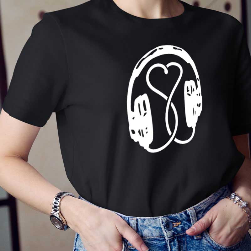 Herz Musik Kopfhörer Lehrer T-Shirt