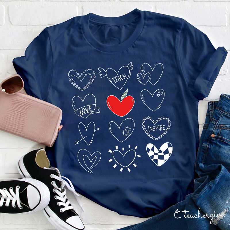Teach Love Inspire Heart Collection Teacher T-Shirt