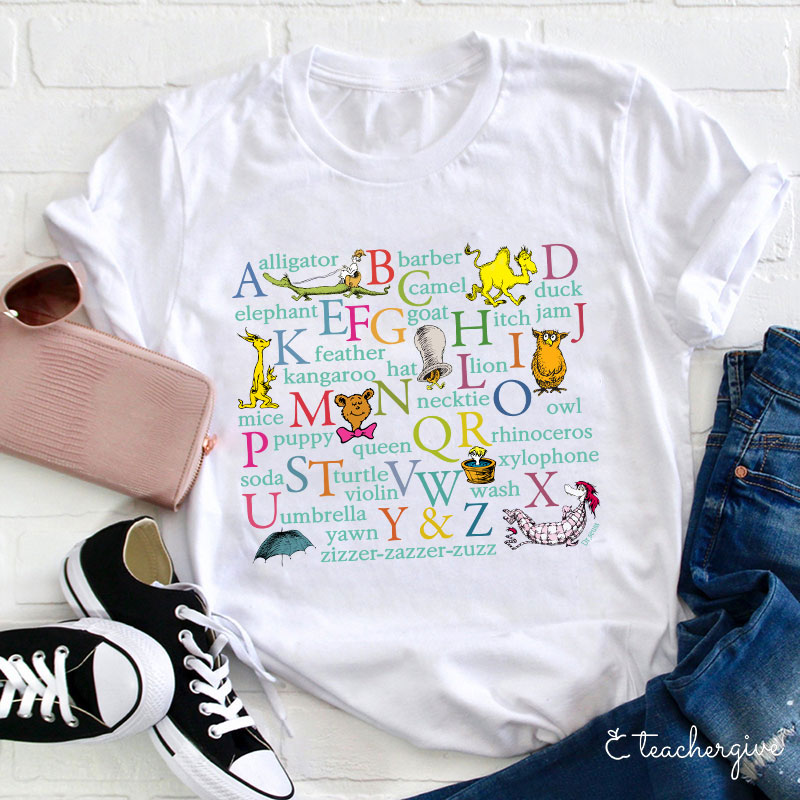 Dr. Seuss Animal Alphabet Teacher T-Shirt