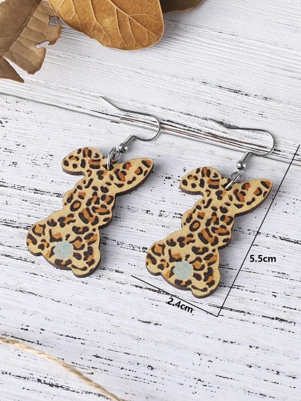 Leopard Print Bunny Teacher Acrylic Earrings