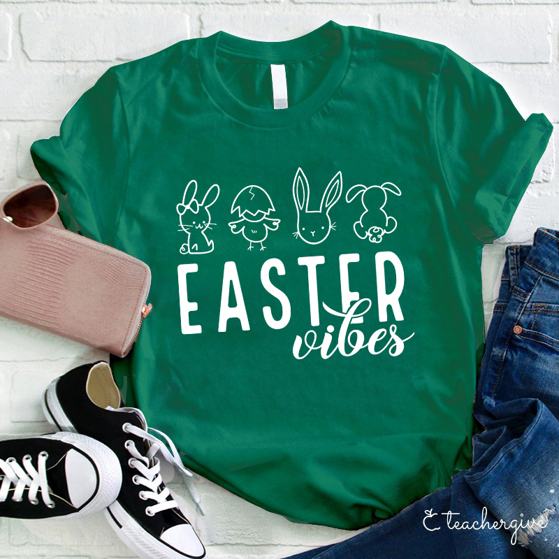 Easter Bunnies Happy Day Teacher T-Shirt