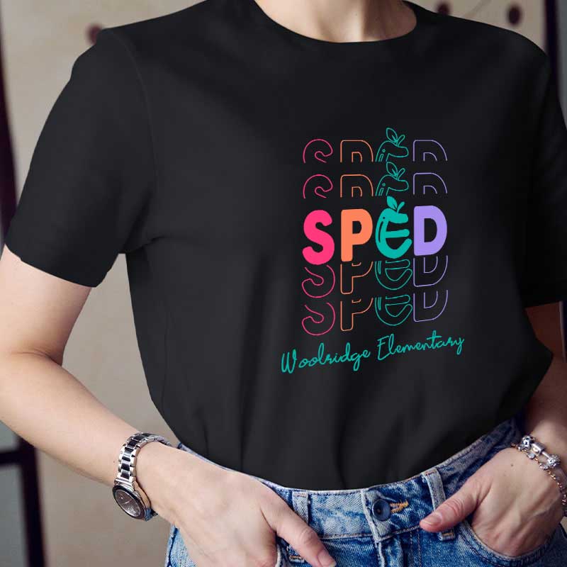 Personalisiertes Bunte Äpfel Lehrer T-Shirt