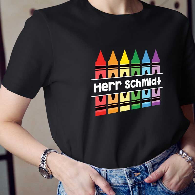 Personalisiertes Bleistift Lehrer Name T-Shirt