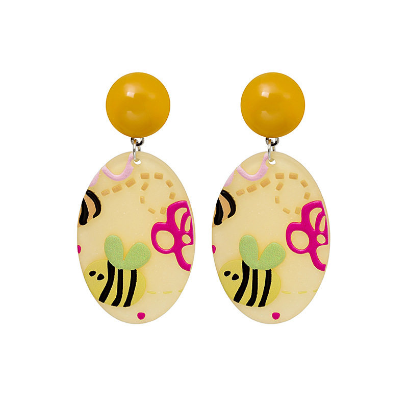 Bee And Flower  Acrylic  Earrings