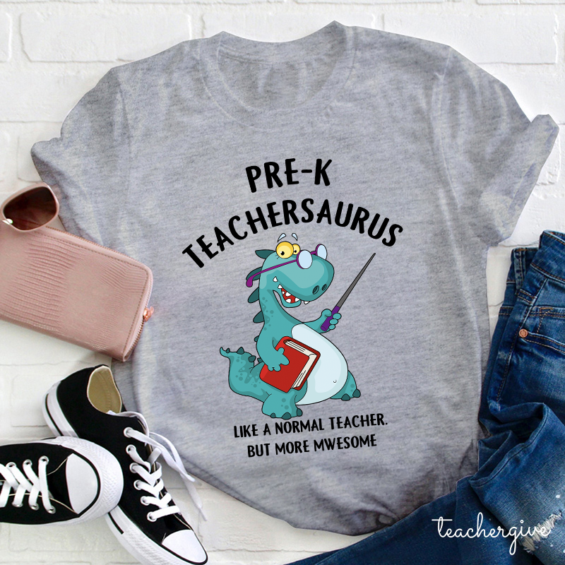 Personalized Grade Awesome Teachersaurus Teacher T-Shirt