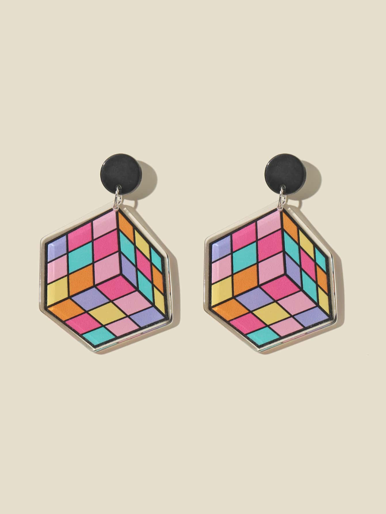 Cartoon Magic Cube Drop Earrings