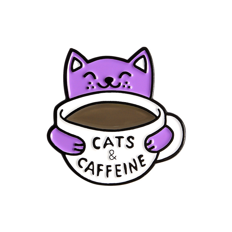 Kitty trinkt Kaffee Pin