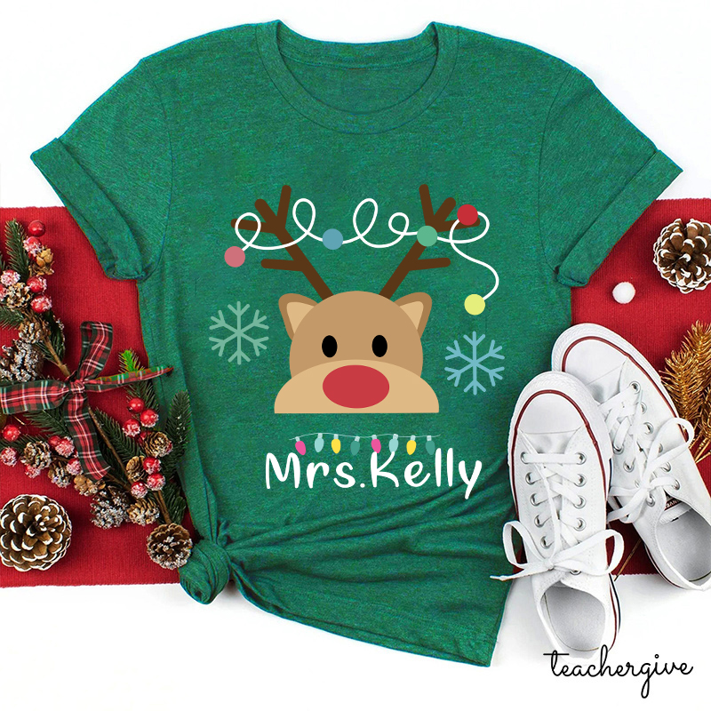 Personalized Merry Christmas Teacher T-Shirt