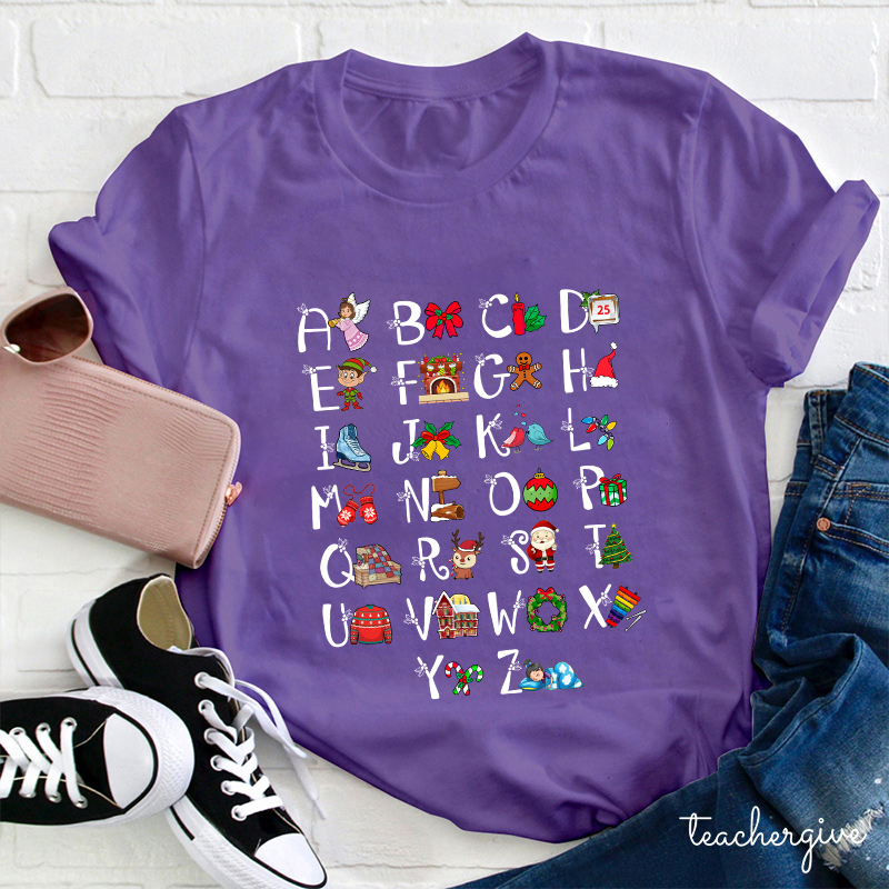Learn The Alphabet With Christmas Teacher T-Shirt