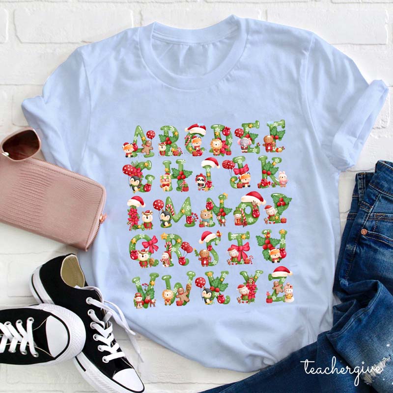 Christmas Animals Alphabet Teacher T-Shirt