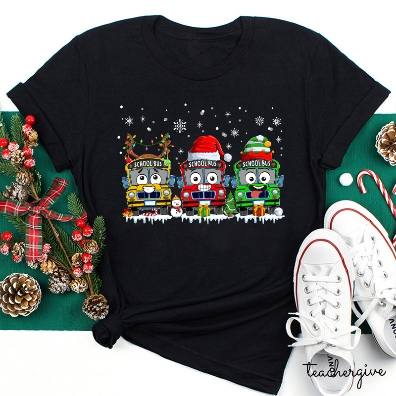 School Bus And Presents Teacher T-Shirt