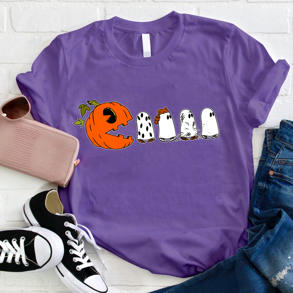 Pumpkin Ghost Pacman T-Shirt