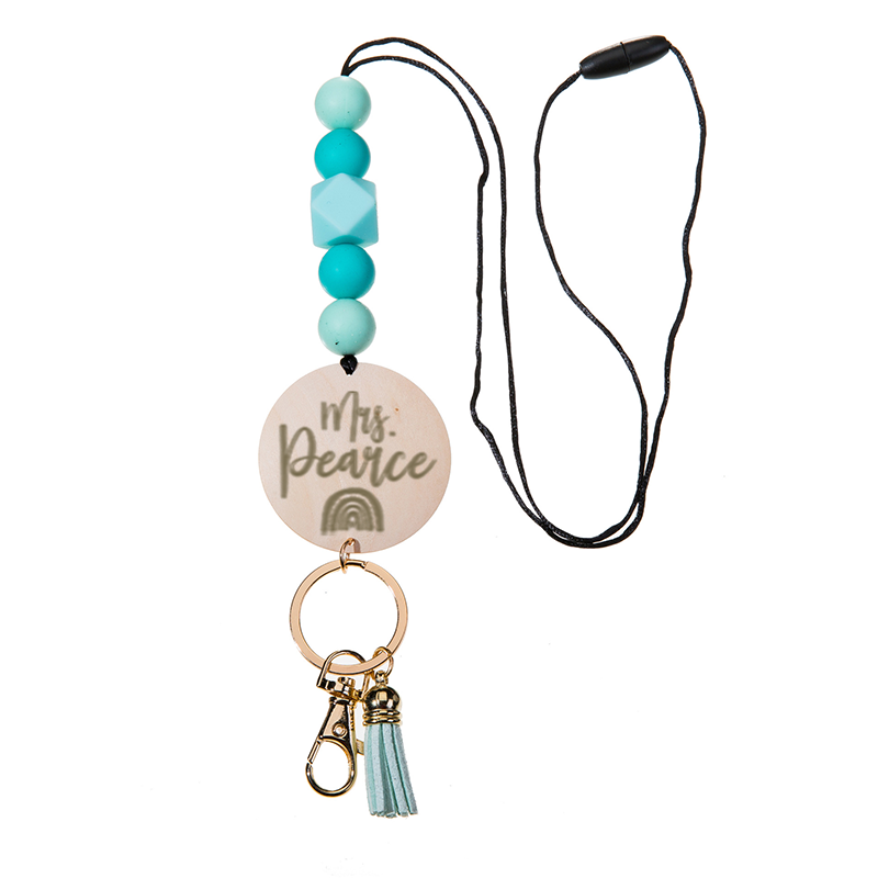 Personalized Multicolor Geometric Beaded Tassel Lanyard