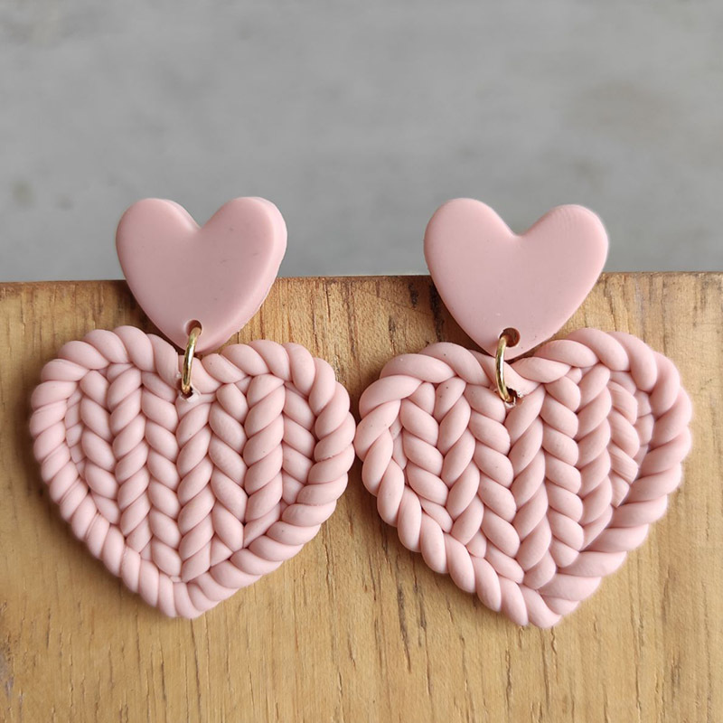 Multicolor Heart  Clay Earrings