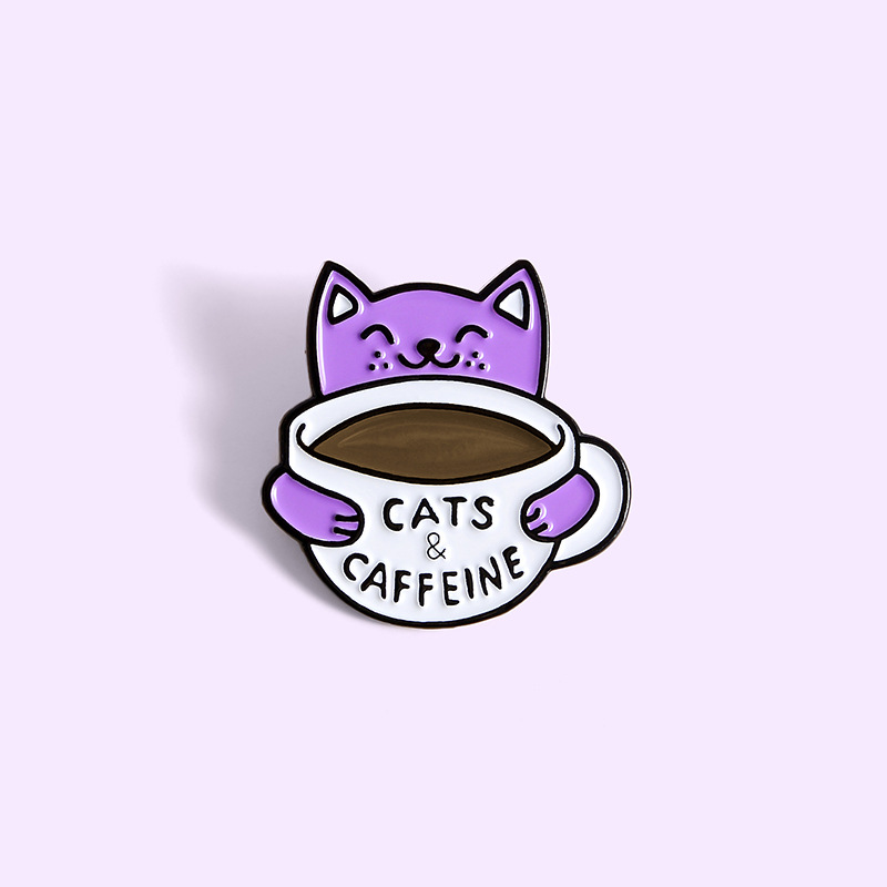Kitty trinkt Kaffee Pin