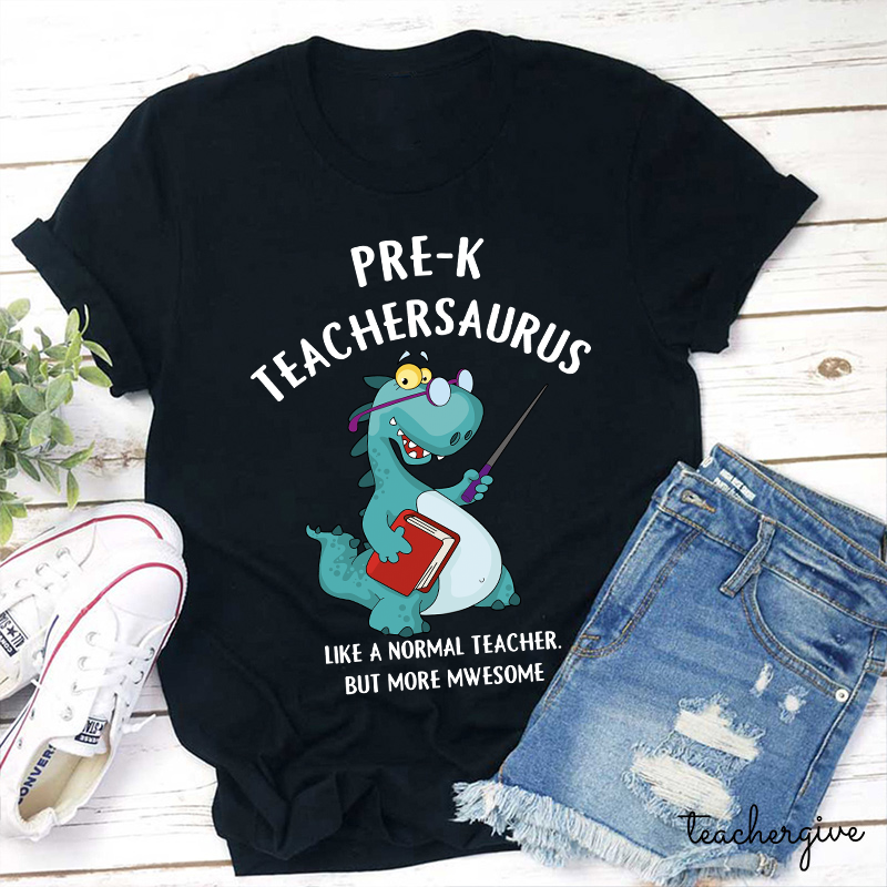 Personalized Grade Awesome Teachersaurus Teacher T-Shirt