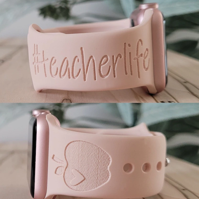Light Pink Teacherlife Letter Apple  Watch Band