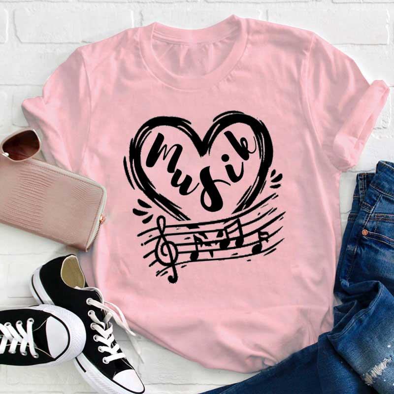 Musik Herz Lehrer T-Shirt