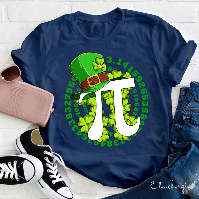 Irish Number Pi Leprechuaun Hat Teacher T-Shirt