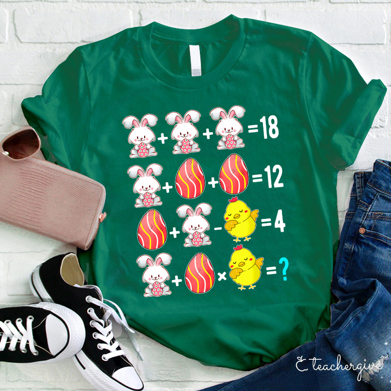 Easter Bunny Egg Chicken Math Teacher T-Shirt
