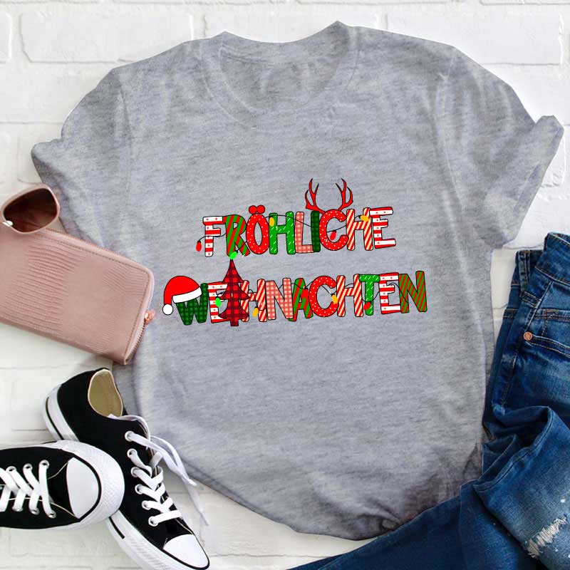 Frohe Weihnachten Personalisiertes Lehrer T-Shirt