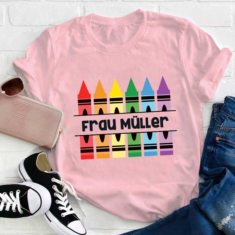 Personalisiertes Bleistift Lehrer Name T-Shirt