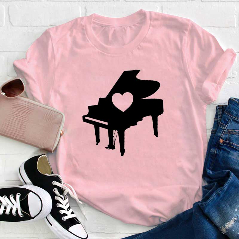 Herz Klavier Lehrer T-Shirt