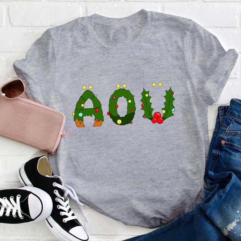 Weihnachts Alphabet Mit All Süßen Dingen Zu Weihnachten Lehrer T-Shirt