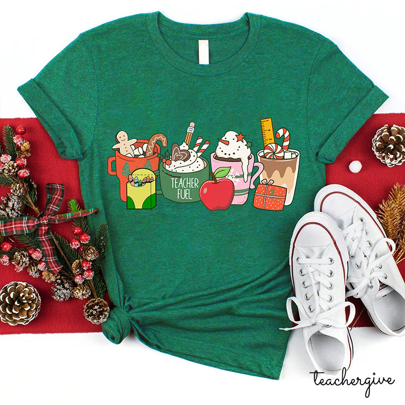 Christmas Vibes Teacher Fuel Teacher T-Shirt