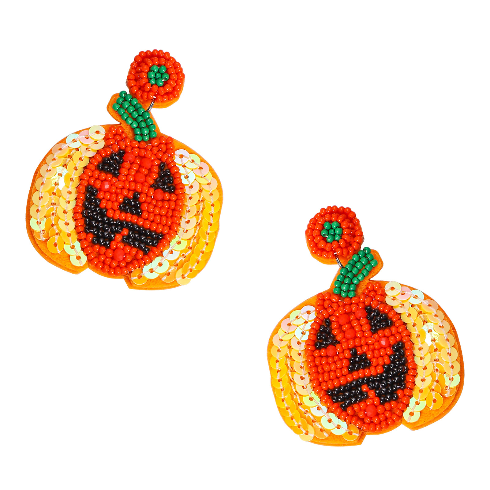 Halloween Funny Pumpkins Beaded Earrings