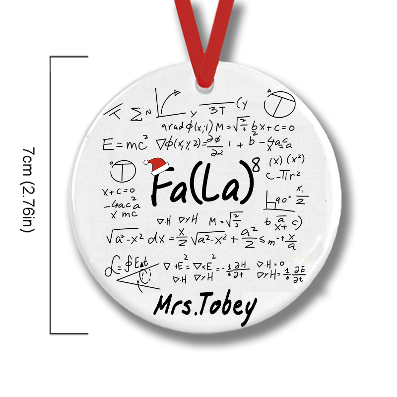 Personalized Fa La Math Teacher Ceramic Christmas Ornament