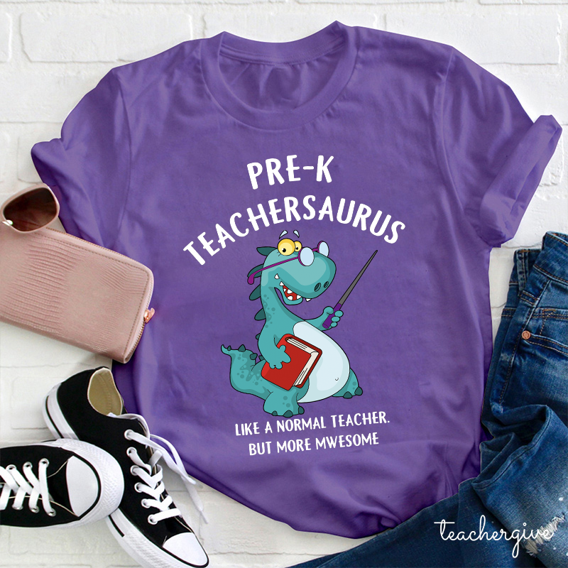 Personalized Grade Awesome Teachersaurus Teacher T-Shirt