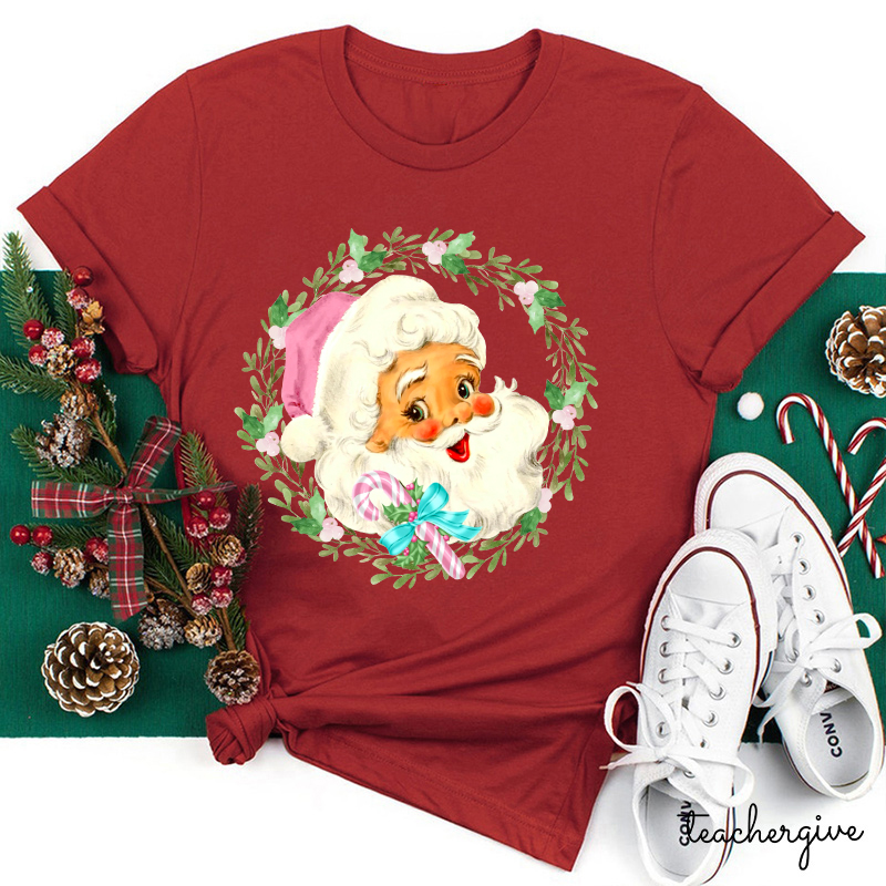 Christmas Wreach Santa Teacher T-Shirt