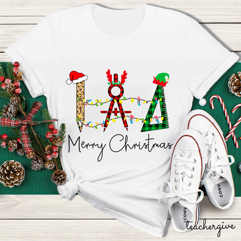 I Love Math And Merry Christmas Teacher T-Shirt